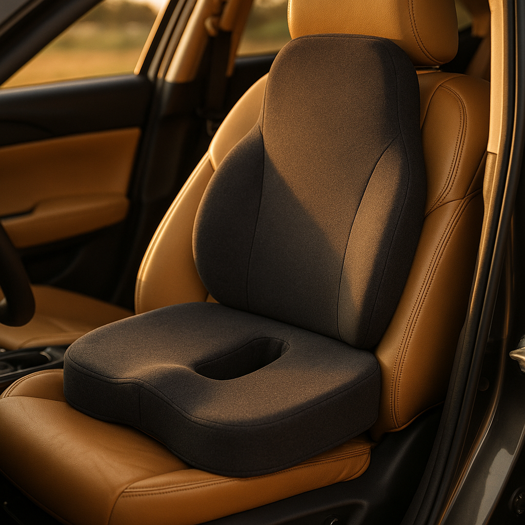 LUREXO Support Cushion placed on a car driver's seat