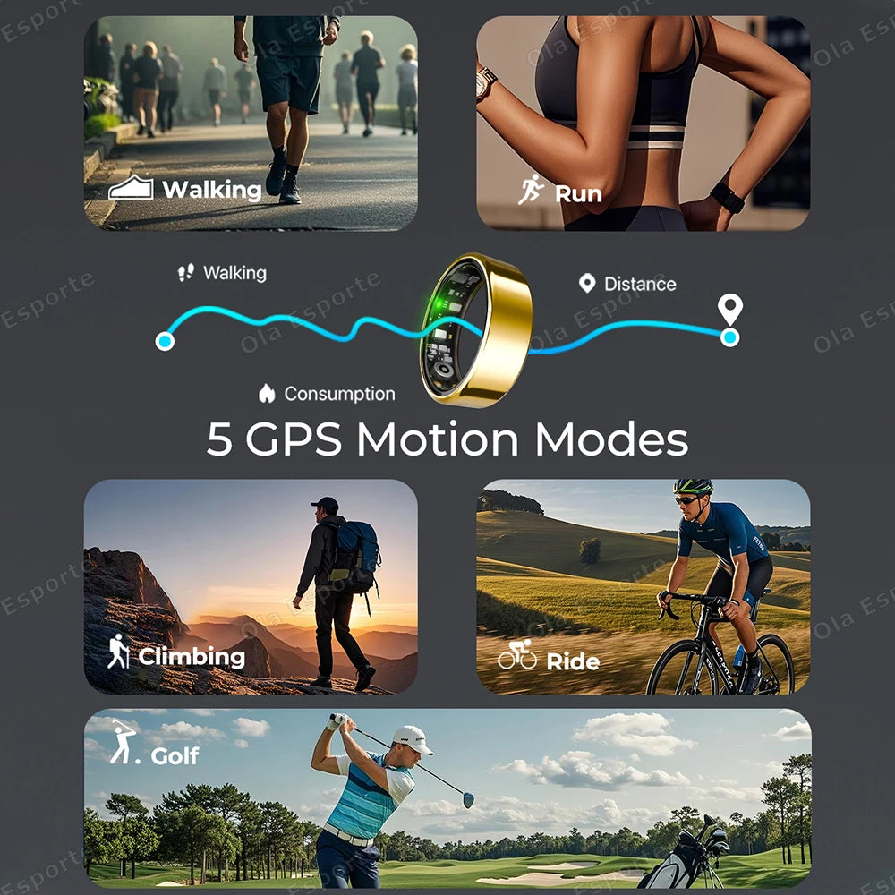 2026 New Smart Ring Heart Rate Blood Pressure Sleep Monitoring Motion Tracking IP68 Waterproof Men Women Smart Ring Holiday Gift