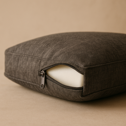 The LUREXO Support Cushion's removable, machine-washable cover, unzipped