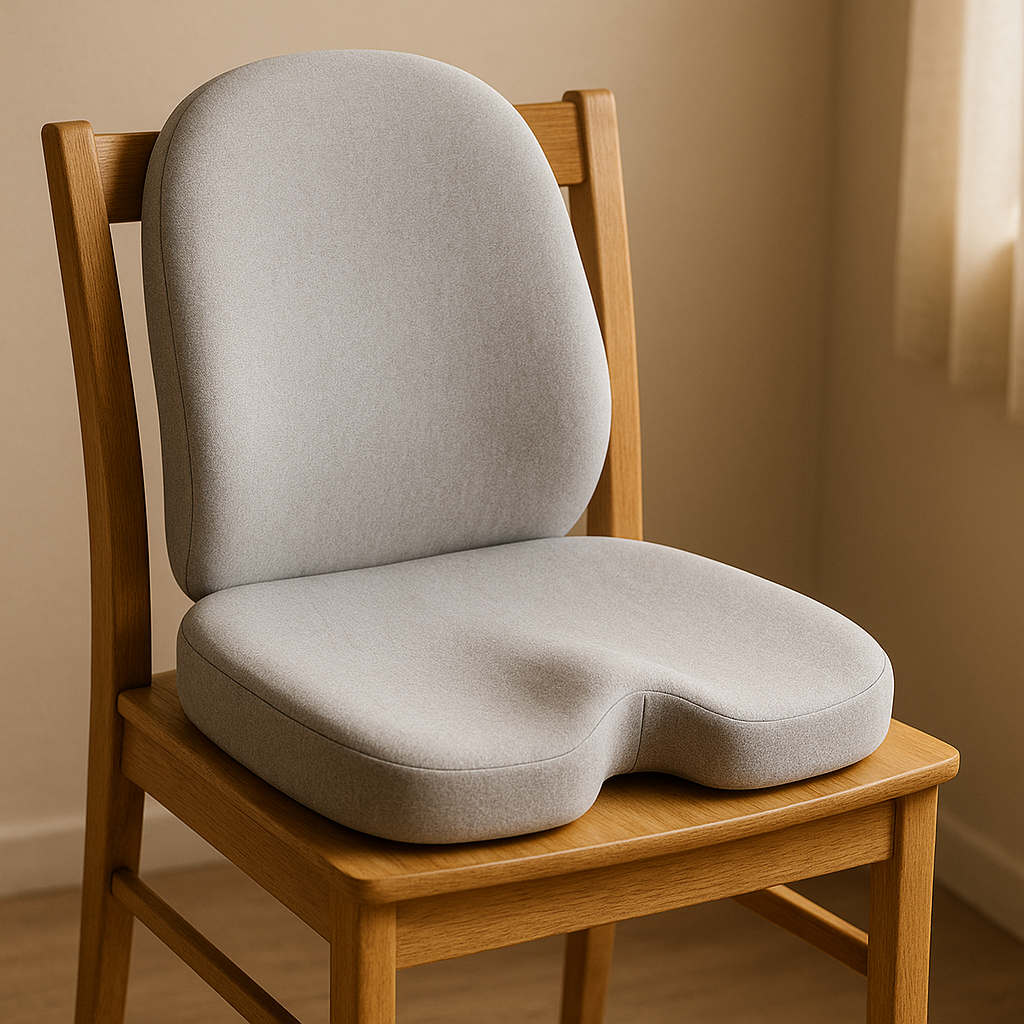 LUREXO Support Cushion in Light Gray on a dining chair