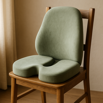 LUREXO Support Cushion in Matcha Green on a dining chair