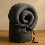 LUREXO Travel Pillow rolled up and packed into its carry pouch